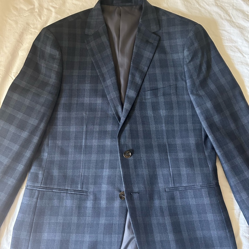 Men's Blue Checkered Suit